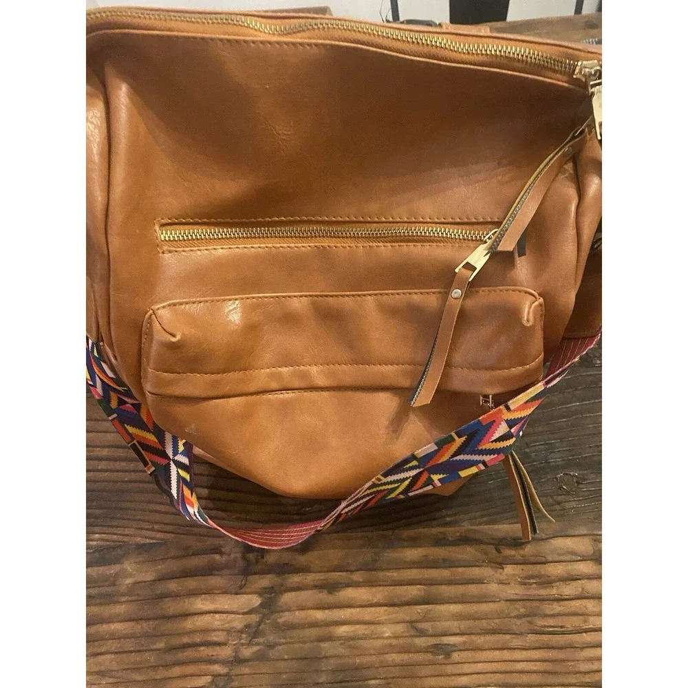 Modern & Chic Womens Vegan Leather Backpack/Bag Camel Color